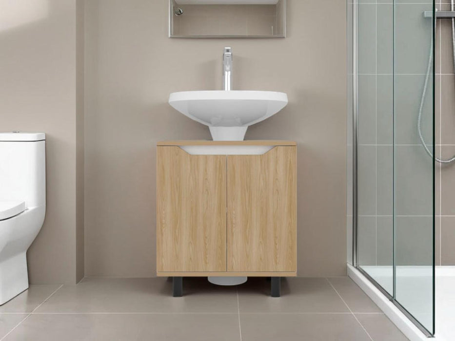 Mueble Para Lavamanos Marlo, Fresno Europeo y Blanco, No incluye Lavamanos