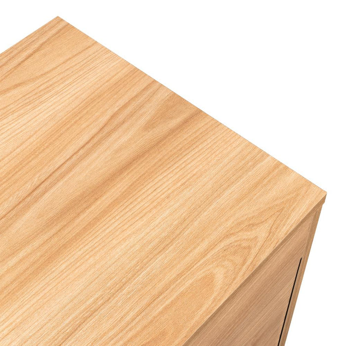 Mesa de Noche Tutto, Fresno Europeo y Wengue, Con Cajón Para Guardar Objetos Ideal Para Espacios Reducidos