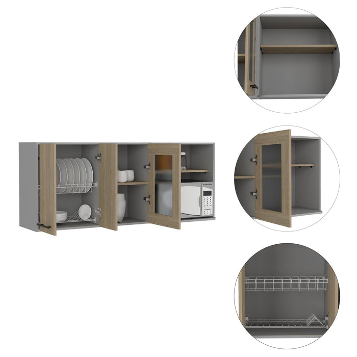 Gabinete Superior Kazan 150, Beige y Gris, con Gran Capacidad de Almacenamiento