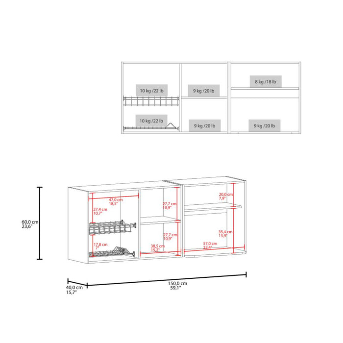 Gabinete Superior Kazán, Kronos Wengue, con Dos Puertas y Espacio Para Ubicar Microondas ZF