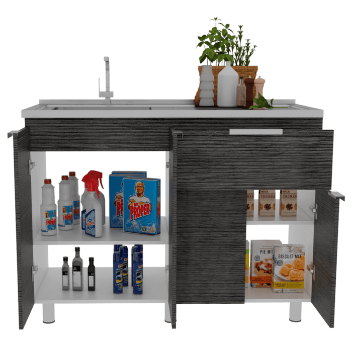 Gabinete Inferior Diamante, Gris, Incluye Mesón Izquierdo