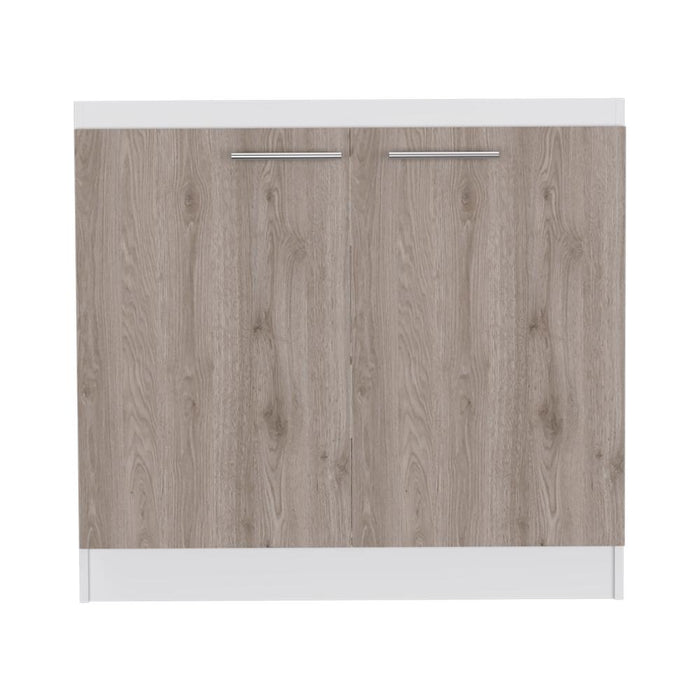 Gabinete Inferior Delhi, Humo, Con dos puertas batientes y manijas metálicas