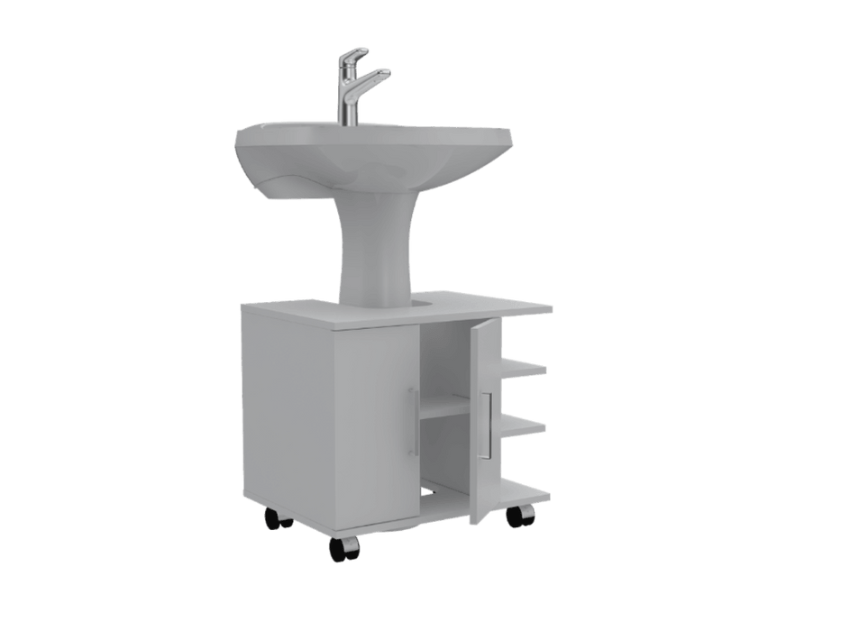 Mueble para Lavamanos Elemental, Blanco, con Rodachines Para Su Fácil Desplazamiento