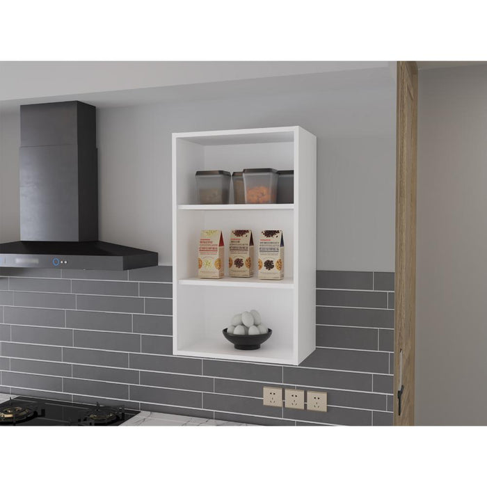 Complemento Gabinete Superior Dibala, Blanco Duqueza, cuenta con 3 entrepaños