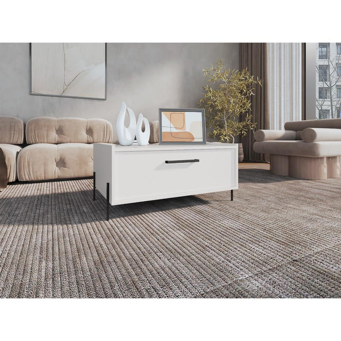 Mesa de Centro Sharon, Blanco, con Un Cajon  y Amplio Espacio