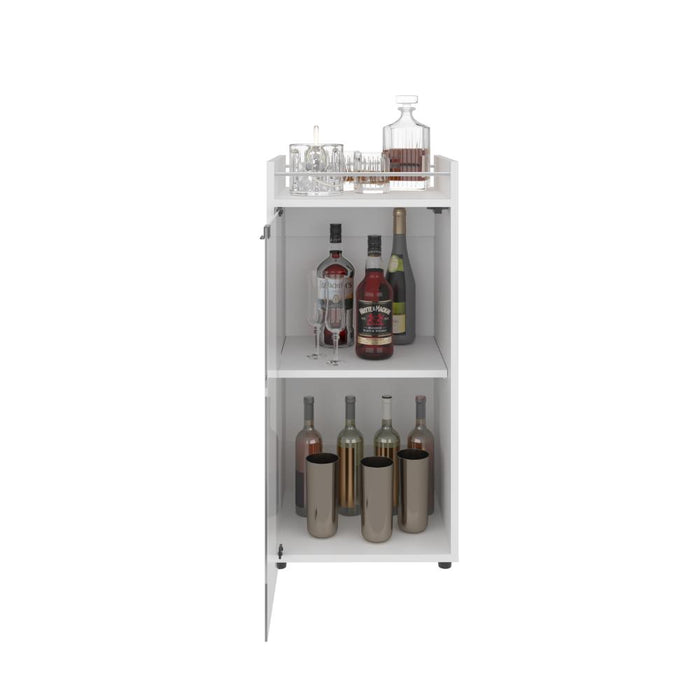 Minibar Theba, Blanco Duqueza, con Espacio para Botellas de Vino y Copas ZF