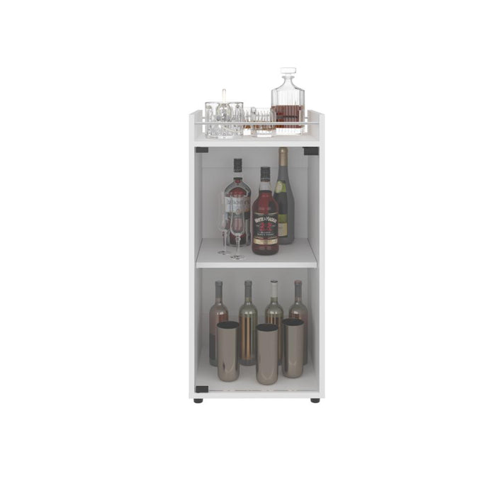 Minibar Theba, Blanco Duqueza, con Espacio para Botellas de Vino y Copas ZF