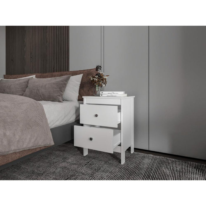 Mesa de Noche Camil, Blanco Duqueza, con espacio para colocar objetos decorativos ZF
