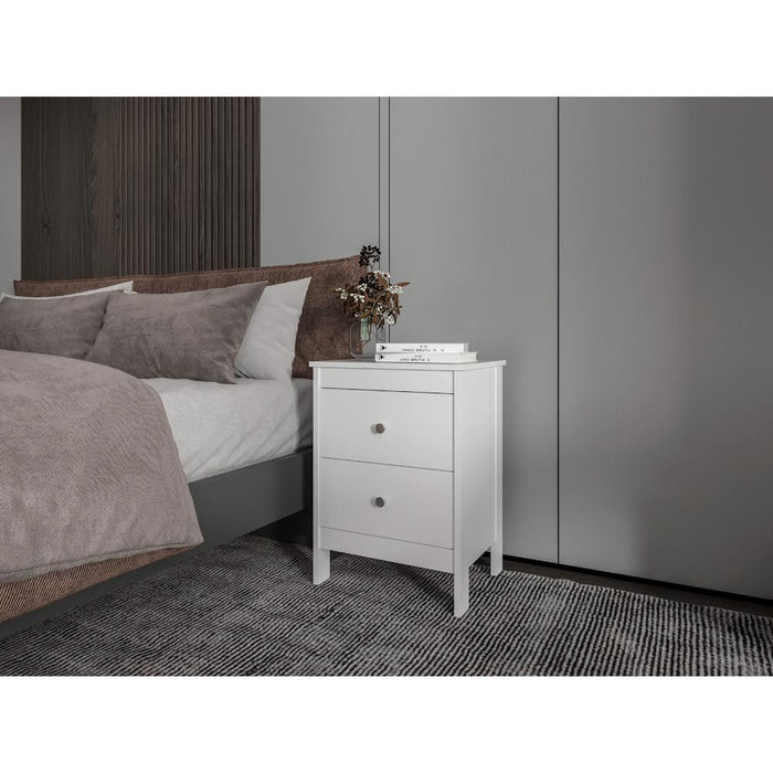 Mesa de Noche Camil, Blanco Duqueza, con espacio para colocar objetos decorativos ZF