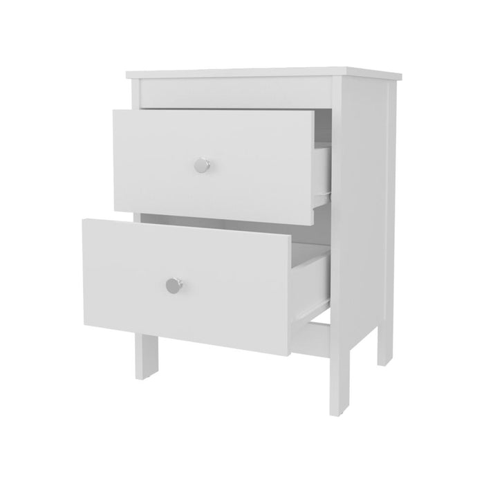 Mesa de Noche Camil, Blanco Duqueza, con espacio para colocar objetos decorativos ZF