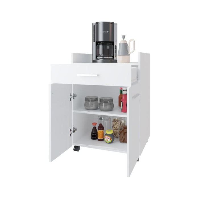 Mesa Auxiliar de Cocina Glover, Blanco Duqueza, con Rodachina ZF