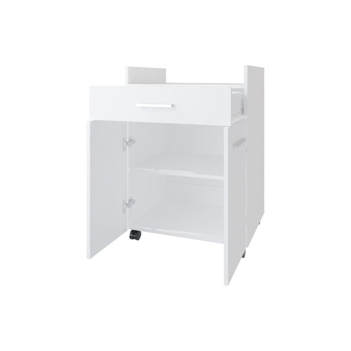 Mesa Auxiliar de Cocina Glover, Blanco Duqueza, con Rodachina ZF