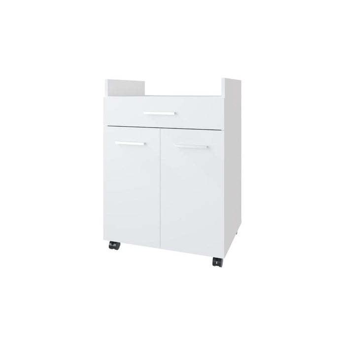 Mesa Auxiliar de Cocina Glover, Blanco Duqueza, con Rodachina ZF