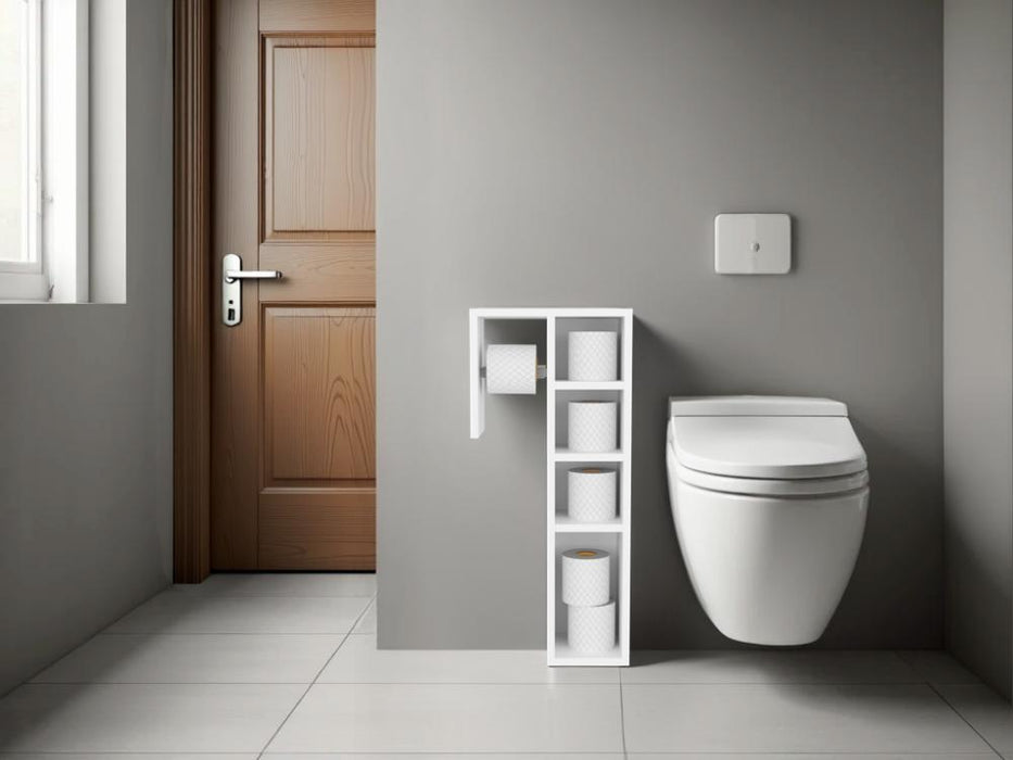 Organizador Para Papel Higienico Toilet, Kronos Blanco, con espacio para colocar objetos ZF