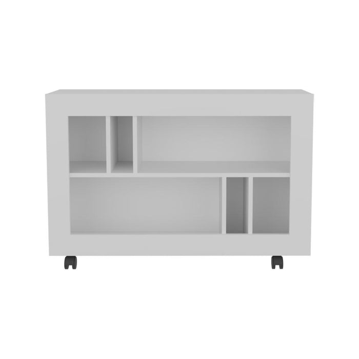 Mesa Auxiliar Jorge, Blanco, con  espacio para guardar objetos como libros y decoracion ZF