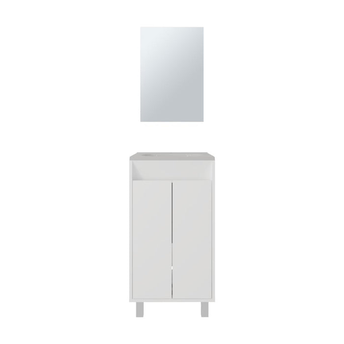 Combo Mueble Para Lavamanos Brandy, Blanco Duqueza, Incluye Lavamanos Praia 45 y Espejo ZF