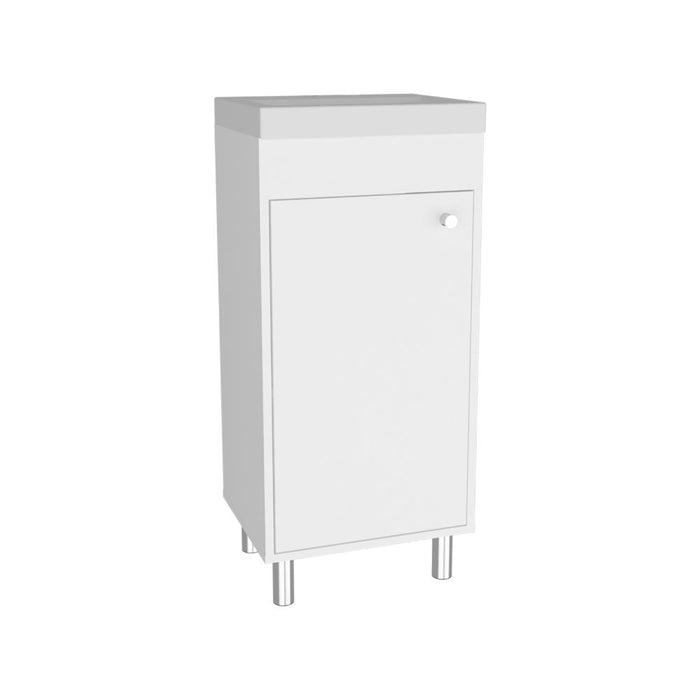 Mueble para Lavamanos Rivera, Blanco Duqueza, con Patas en Acero y con Gran Espacio para Colocar Objetos ZF