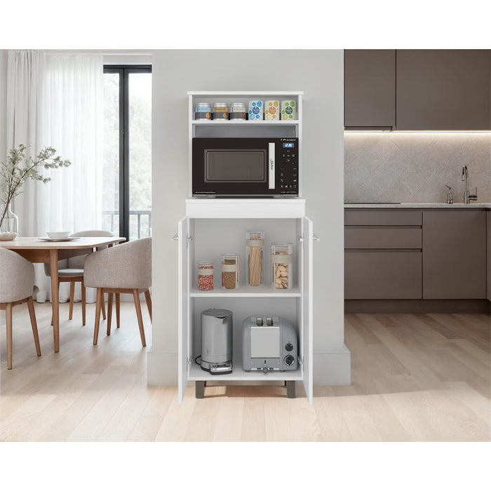 Modulo Microondas Kane, Kronos Blanco, Con compartimiento inferior para alimentos y utensilios de cocina ZF