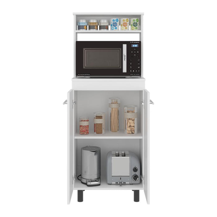 Modulo Microondas Kane, Kronos Blanco, Con compartimiento inferior para alimentos y utensilios de cocina ZF