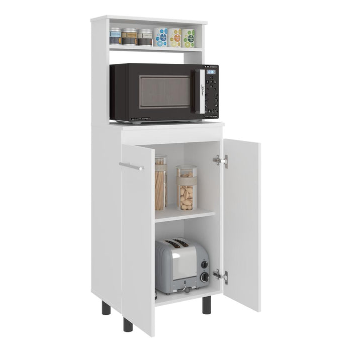 Modulo Microondas Kane, Kronos Blanco, Con compartimiento inferior para alimentos y utensilios de cocina ZF