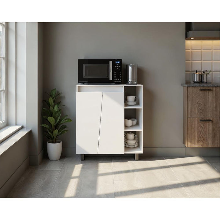 Modulo Microondas Sese, Kronos Blanco, Con dos puertas abatibles y compartimiento inferior para alimentos ZF