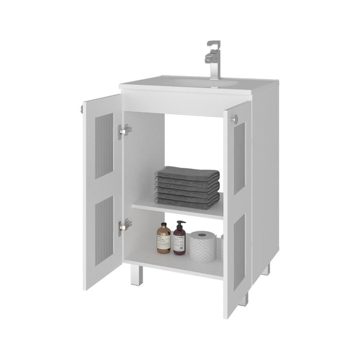 Mueble para Lavamanos Haysi, Blanco, Dos puertas abatibles y entrepaño, incluye lavamanos ZF
