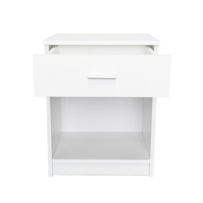 Mesa de Noche Bonaire, Blanco Vainilla, con Un Cajon Multiuso