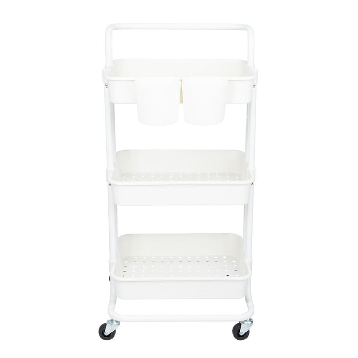 Mueble Auxiliar Multiusos Rolling, Blanco, con Tres niveles y Rodachines Para Su Fácil Desplazamiento