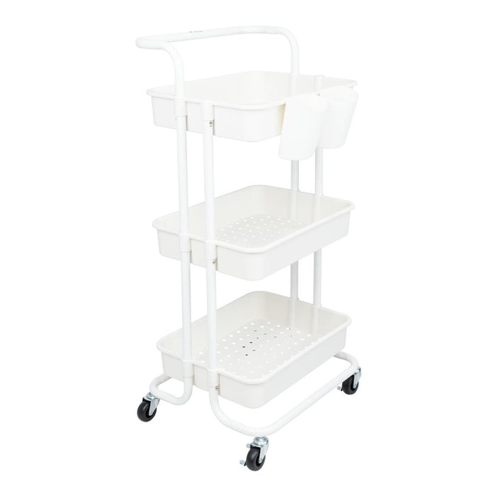 Mueble Auxiliar Multiusos Rolling, Blanco, con Tres niveles y Rodachines Para Su Fácil Desplazamiento