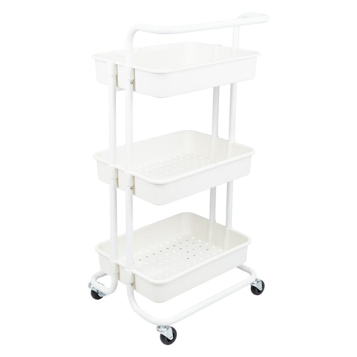 Mueble Auxiliar Multiusos Rolling, Blanco, con Tres niveles y Rodachines Para Su Fácil Desplazamiento