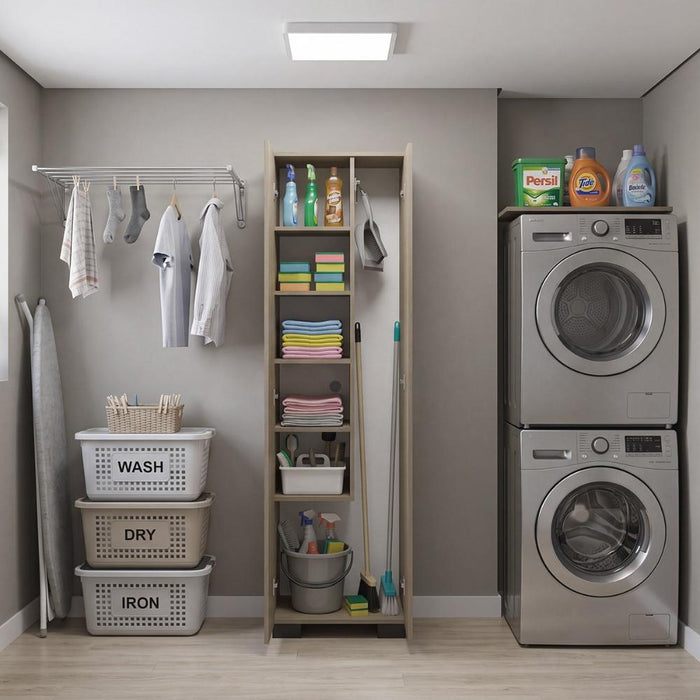 Mueble de Aseo Blake, Kronos Cannolo, Incluye Colgador para Escobas y Variedad de Entrepaños ZF
