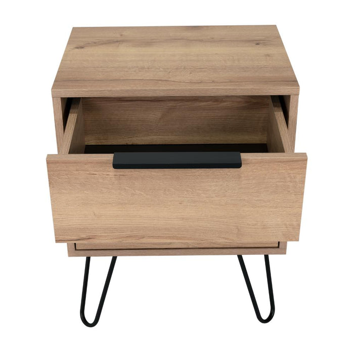 Mesa de Noche Ali, Fresno Europeo y Wengue, con Dos Cajoneras ZF