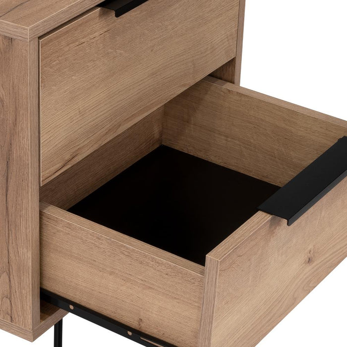 Mesa de Noche Ali, Fresno Europeo y Wengue, con Dos Cajoneras ZF