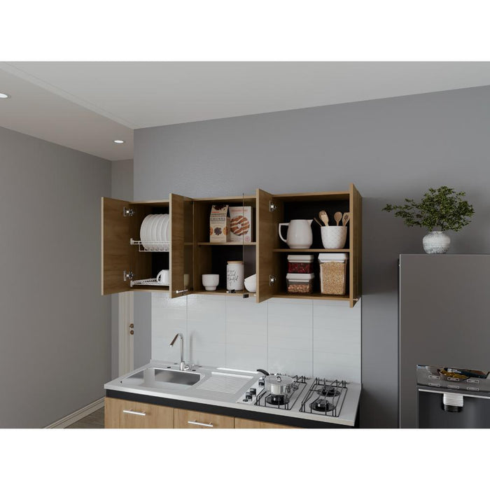 Gabinete Superior Vega, Fresno Europeo, incluye entrepaño móvil central y dos puertas de vidrio