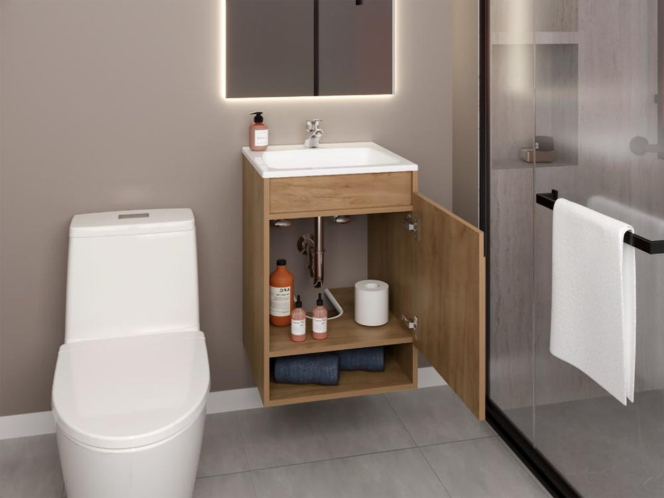 Mueble para Lavamanos Nissi, Fresno Europeo, Incluye Lavamanos Praia 45x45 ZF