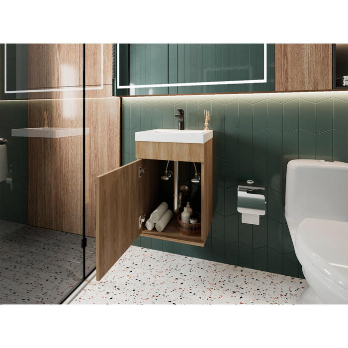 Mueble Lavamanos Flotante Oxford, Fresno Europeo, Incluye Lavamanos 40cm ZF