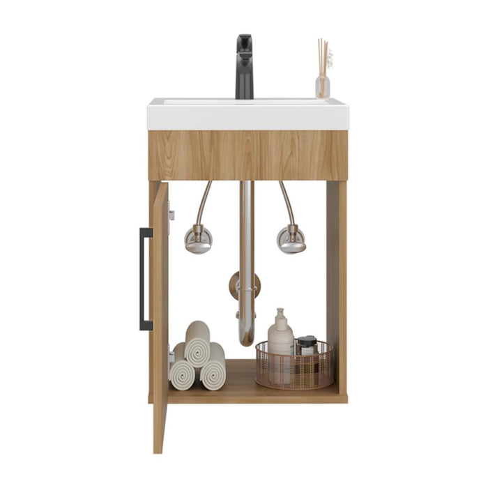Mueble Lavamanos Flotante Oxford, Fresno Europeo, Incluye Lavamanos 40cm ZF