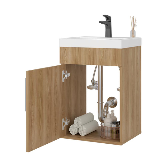 Mueble Lavamanos Flotante Oxford, Fresno Europeo, Incluye Lavamanos 40cm ZF