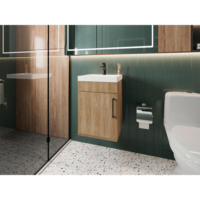 Mueble Lavamanos Flotante Oxford, Fresno Europeo, Incluye Lavamanos 40cm ZF