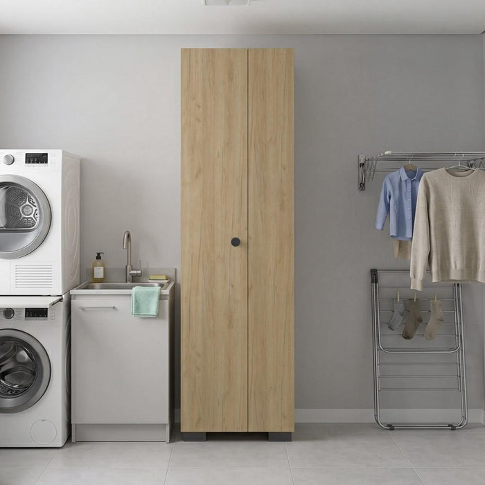 Mueble de Aseo Blake, Kronos Fresno, Incluye Colgador para Escobas y Variedad de Entrepaños ZF