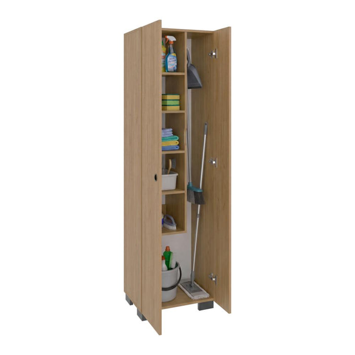Mueble de Aseo Blake, Kronos Fresno, Incluye Colgador para Escobas y Variedad de Entrepaños ZF