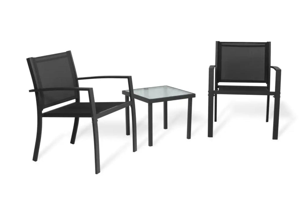 Sala de Exterior Sahara, Gris Oscuro, Dieño moderno incluye 2 sillas 1 Mesa Centro