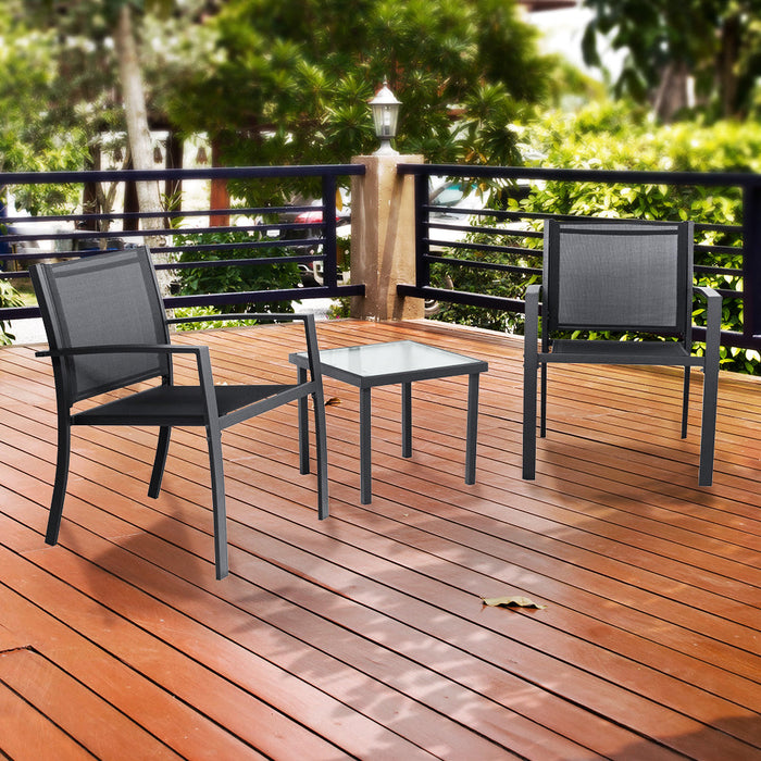 Sala de Exterior Sahara, Gris Oscuro, Dieño moderno incluye 2 sillas 1 Mesa Centro