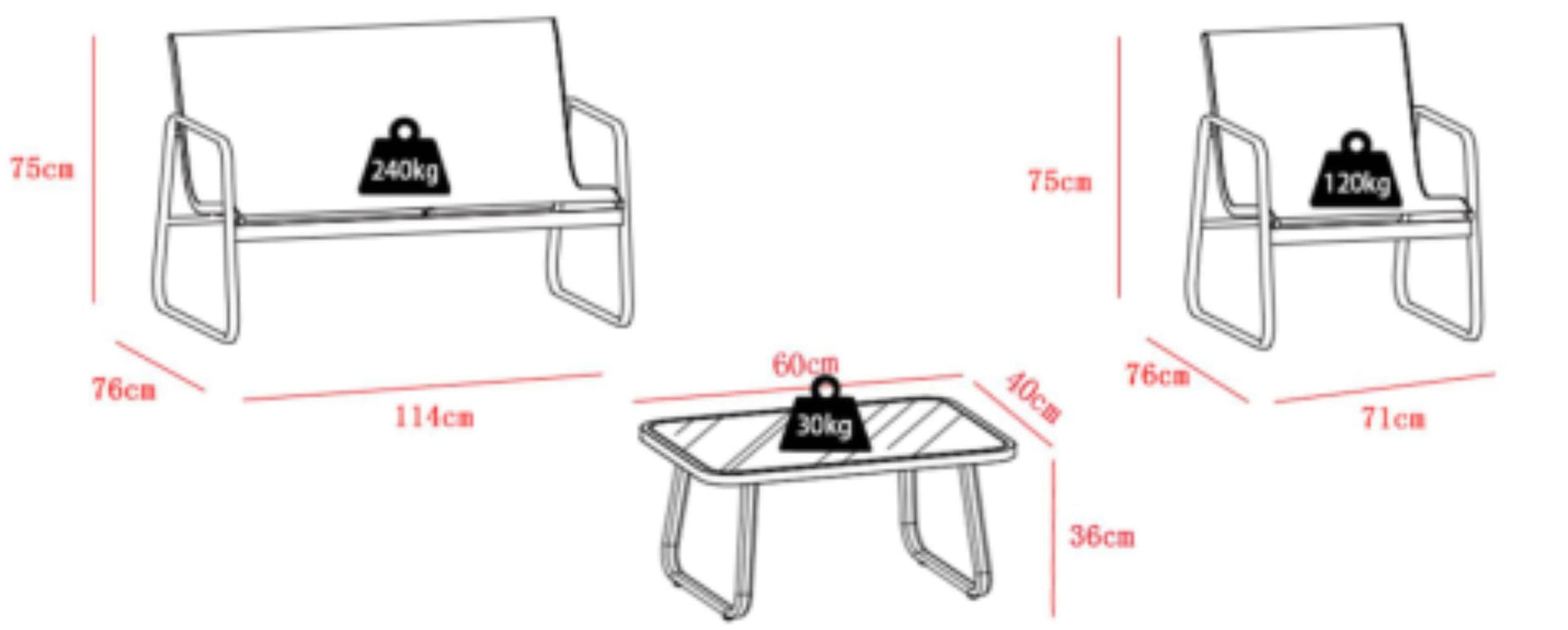 Sala de Exterior Tuluma, Gris Oscuro, Diseño moderno