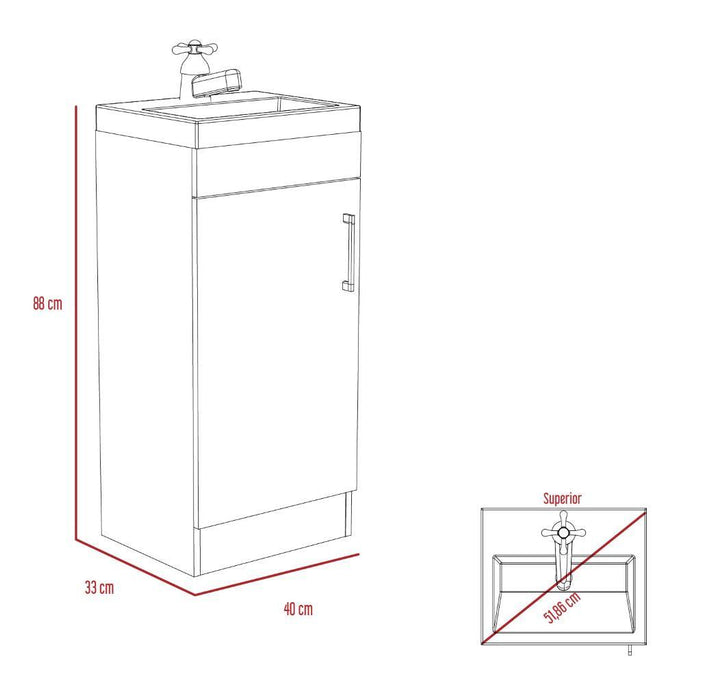Mueble para Lavamanos Oporto, Miel, con Una Puerta Abatible