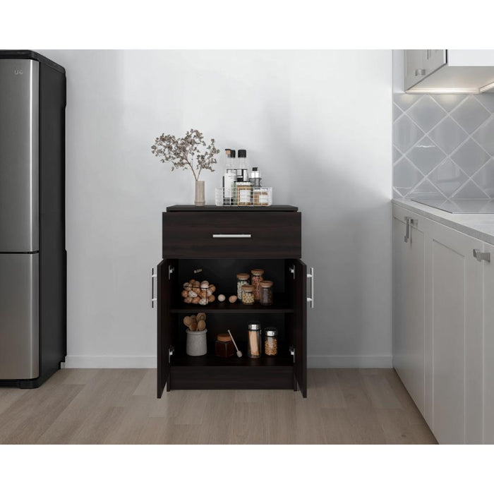 Mesa Auxiliar de Cocina Mayorca, Kronos Nogal, con espacio para guardar insumos ZF
