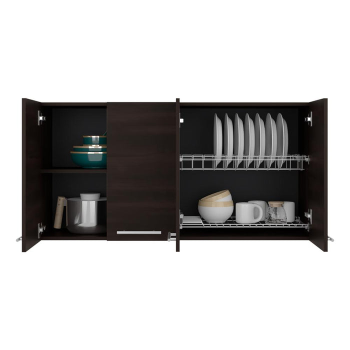 Gabinete Superior Frello 120, Nogal, con Cuatro Puertas Batientes ZF