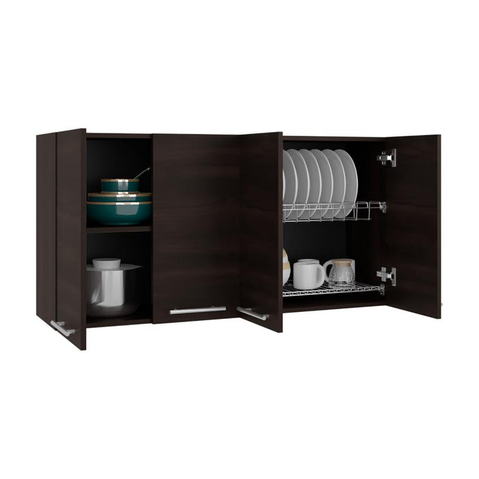 Gabinete Superior Frello 120, Nogal, con Cuatro Puertas Batientes ZF