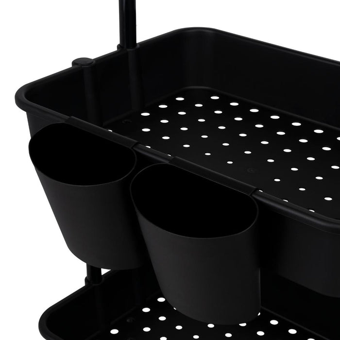 Mueble Auxiliar Multiusos Rolling, Negro, con Tres niveles y Rodachines Para Su Fácil Desplazamiento