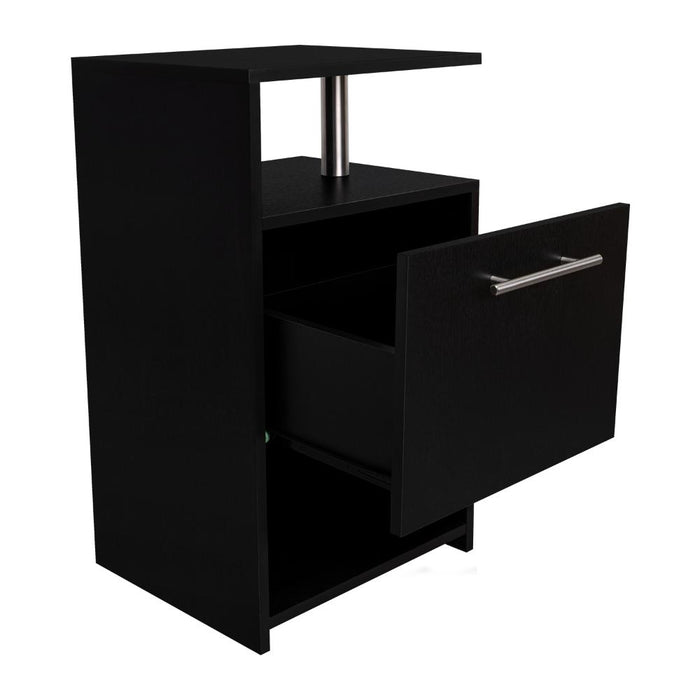 Mesa de Noche Alta Jena, Wengue, con cajon para guardar objetos